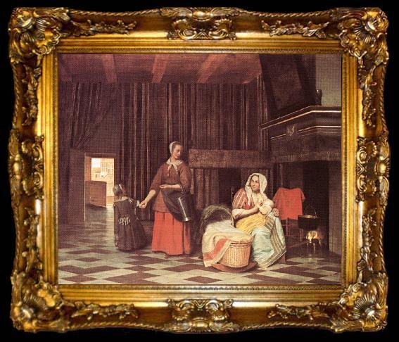 framed  HOOCH, Pieter de Suckling Mother and Maid s, ta009-2